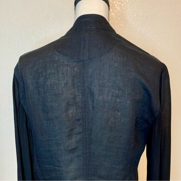 Pure DKNY Open Waterfall Front Drapey Linen Jacket Black Size Medium - Picture 10 of 16